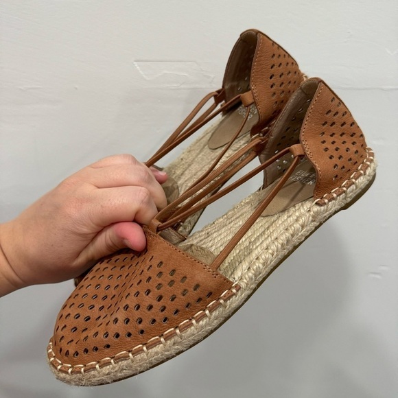Eileen Fisher Lee 2 Almond Toe Perforated Suede Flat Espadrille Brown Size 5.5 - Picture 8 of 9